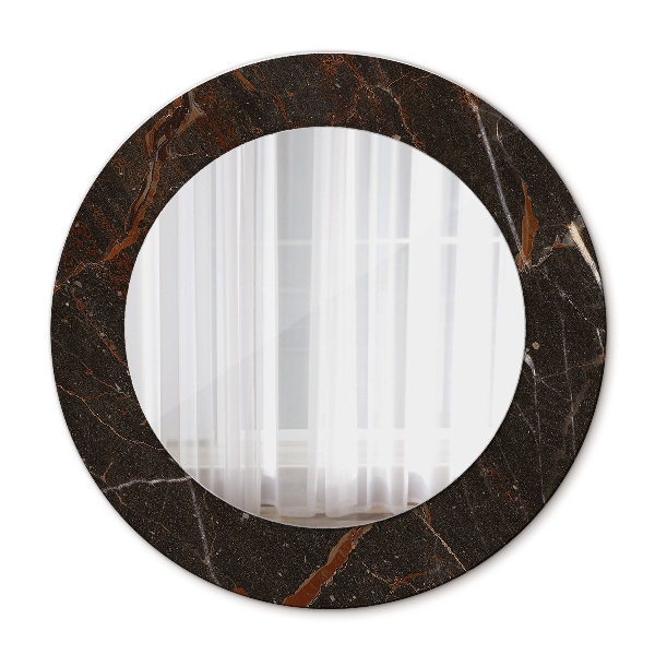Miroir rond avec décoration Marbre brun