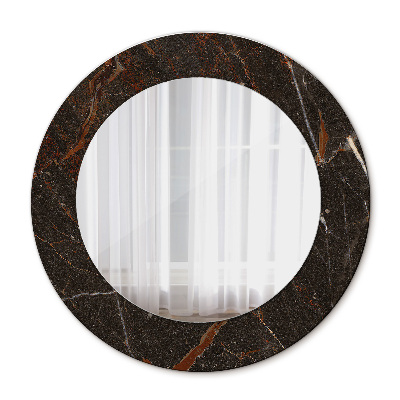 Miroir rond avec décoration Marbre brun