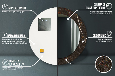 Miroir rond avec décoration Marbre brun