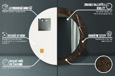 Miroir rond avec décoration Marbre brun