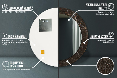 Miroir rond avec décoration Marbre brun