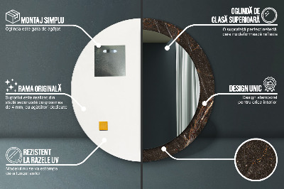 Miroir rond avec décoration Marbre brun