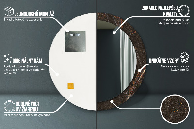 Miroir rond avec décoration Marbre brun