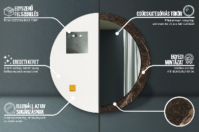 Miroir rond avec décoration Marbre brun