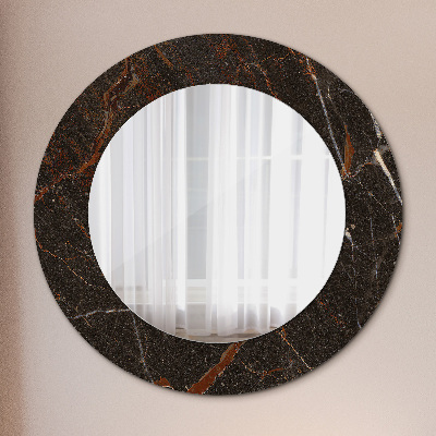 Miroir rond avec décoration Marbre brun