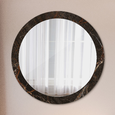 Miroir rond avec décoration Marbre brun