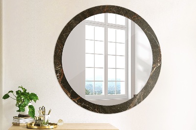 Miroir rond avec décoration Marbre brun