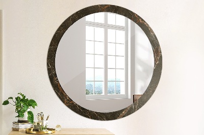 Miroir rond avec décoration Marbre brun