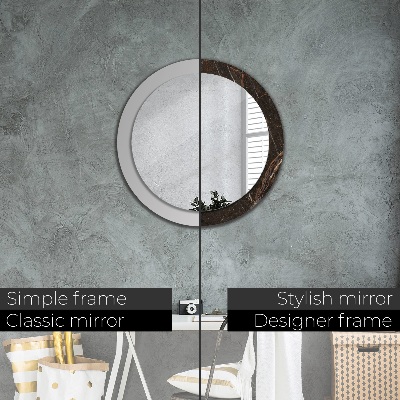 Miroir rond avec décoration Marbre brun