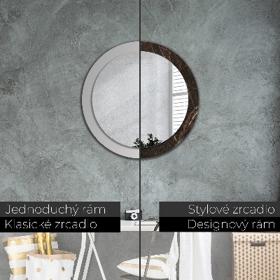 Miroir rond avec décoration Marbre brun