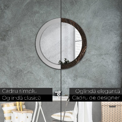 Miroir rond avec décoration Marbre brun