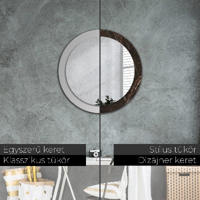 Miroir rond avec décoration Marbre brun