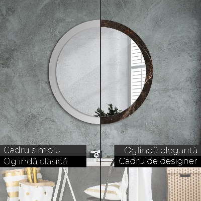 Miroir rond avec décoration Marbre brun