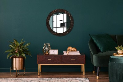 Miroir rond avec décoration Marbre brun