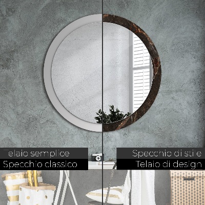 Miroir rond avec décoration Marbre brun