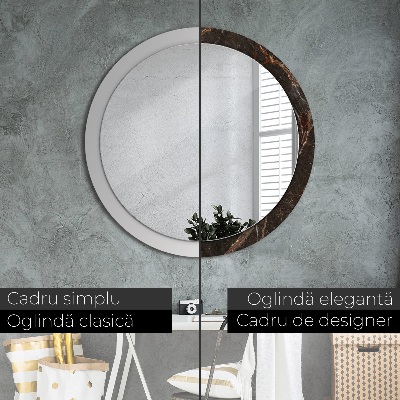Miroir rond avec décoration Marbre brun