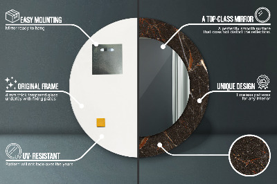 Miroir rond avec décoration Marbre brun