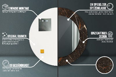 Miroir rond avec décoration Marbre brun