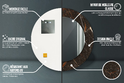 Miroir rond avec décoration Marbre brun