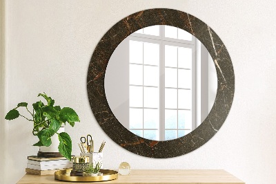 Miroir rond avec décoration Marbre brun