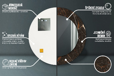Miroir rond avec décoration Marbre brun