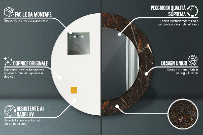 Miroir rond avec décoration Marbre brun