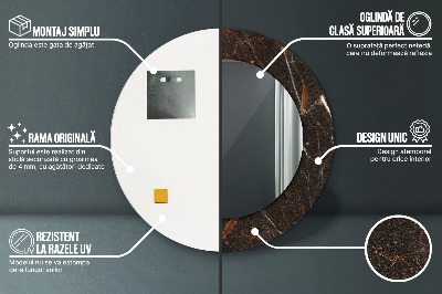 Miroir rond avec décoration Marbre brun