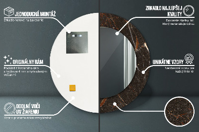 Miroir rond avec décoration Marbre brun