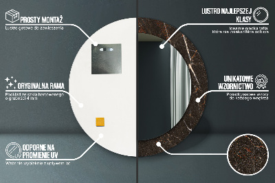 Miroir rond avec décoration Marbre brun
