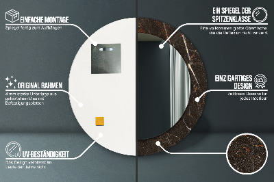 Miroir rond avec décoration Marbre brun