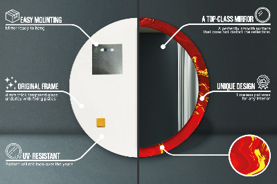 Miroir rond avec décoration Marbre rouge