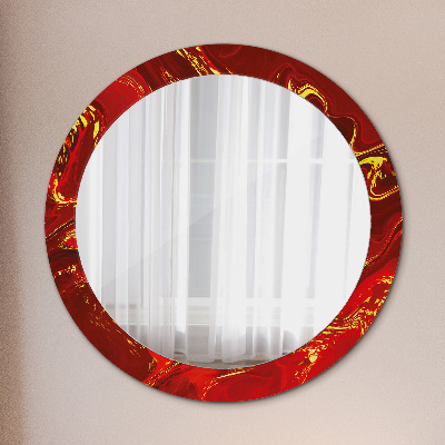 Miroir rond avec décoration Marbre rouge