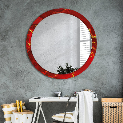 Miroir rond avec décoration Marbre rouge