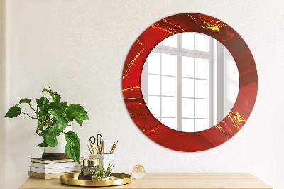 Miroir rond avec décoration Marbre rouge