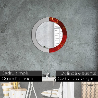 Miroir rond avec décoration Marbre rouge