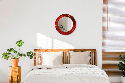Miroir rond avec décoration Marbre rouge