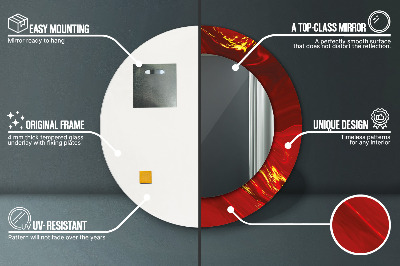 Miroir rond avec décoration Marbre rouge