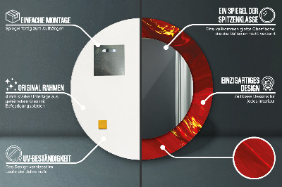 Miroir rond avec décoration Marbre rouge