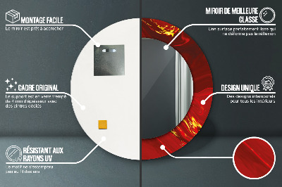 Miroir rond avec décoration Marbre rouge