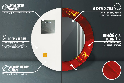 Miroir rond avec décoration Marbre rouge