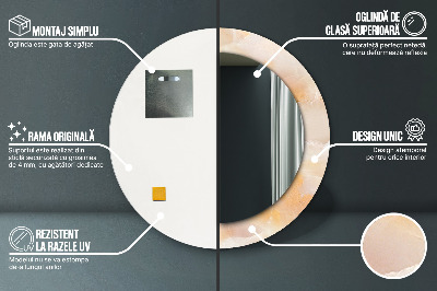 Miroir rond imprimé Marbre onyx