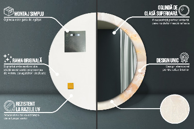 Miroir rond imprimé Marbre onyx