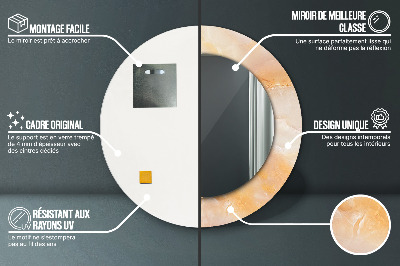 Miroir rond imprimé Marbre onyx