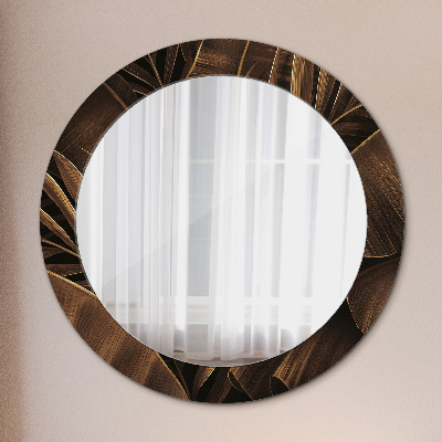 Miroir rond avec décoration Feuilles de bananier brunes