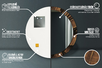 Miroir rond avec décoration Feuilles de bananier brunes