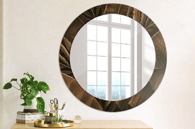 Miroir rond avec décoration Feuilles de bananier brunes
