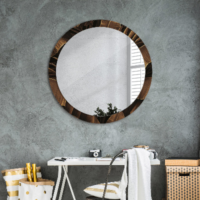 Miroir rond avec décoration Feuilles de bananier brunes