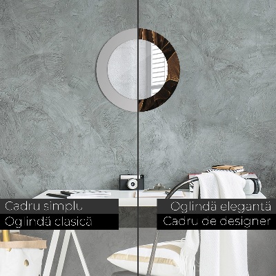 Miroir rond avec décoration Feuilles de bananier brunes