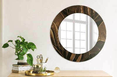 Miroir rond avec décoration Feuilles de bananier brunes