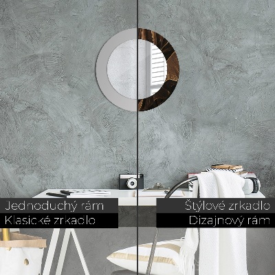 Miroir rond avec décoration Feuilles de bananier brunes
